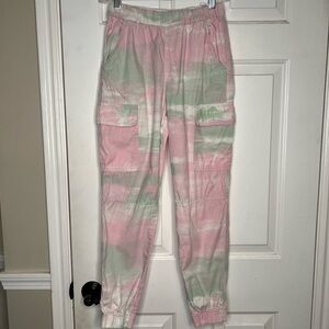 H&M Pink and Green Tie-Dye Pants